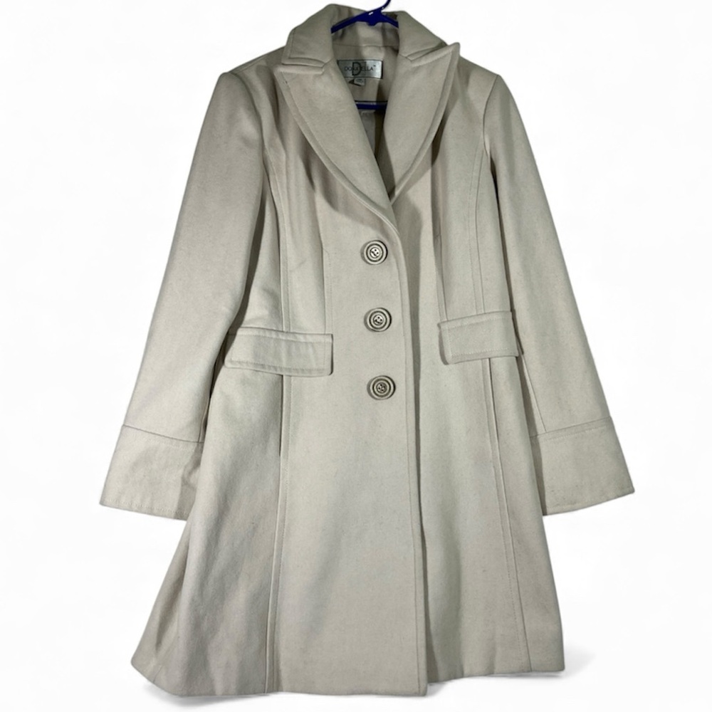 LINEA DONATELLA WOOL BLEND WALKER WOMEN COAT FULLY LINED SINGLE BREASTED IVORY M